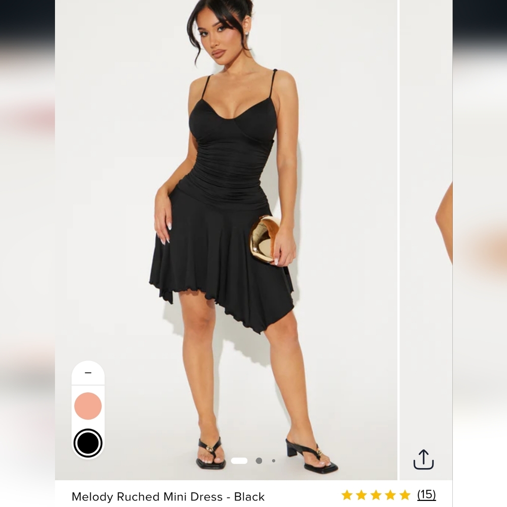 Fashion Nova Black Ruched Mini Dress